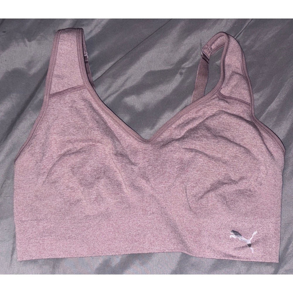 Puma Women's Heather Mauve Medium Impact Seamless Sports‎ Bra, Medium